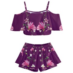 New Motif Design Textile New Design Kids  Off Shoulder Skirt Bikini by Sapixe