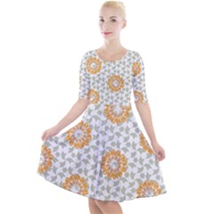 Stamping Pattern Fashion Background Quarter Sleeve A-line Dress by Sapixe
