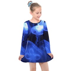 Jellyfish Sea Diving Sea Animal Kids  Long Sleeve Dress by Sapixe