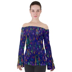 Indigo Fishes Off Shoulder Long Sleeve Top by 1dsign