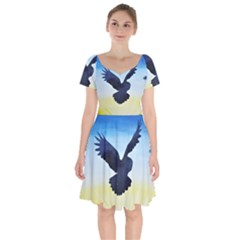 Sunset Owl Short Sleeve Bardot Dress by lwdstudio