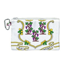 Coat Of Arms Of Connecticut Canvas Cosmetic Bag (medium) by abbeyz71