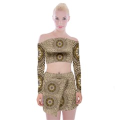 Moon Shine Over The Wood In The Night Of Glimmering Pearl Stars Off Shoulder Top With Mini Skirt Set by pepitasart