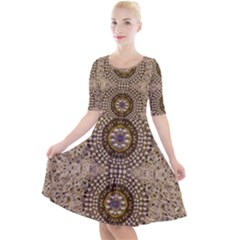 Moon Shine Over The Wood In The Night Of Glimmering Pearl Stars Quarter Sleeve A-line Dress by pepitasart