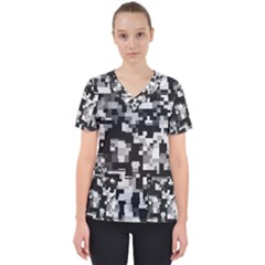 Noise Texture Graphics Generated Women s V-neck Scrub Top