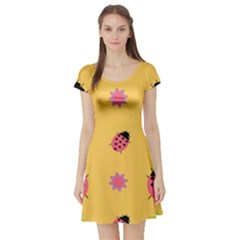 Ladybug Seamlessly Pattern Short Sleeve Skater Dress by Sapixe