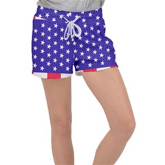 Day Independence July Background Women s Velour Lounge Shorts by Sapixe