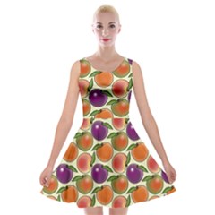Fruit Tree Salad Pattern Velvet Skater Dress by emilyzragz
