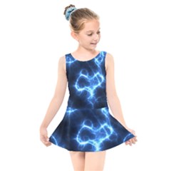 Electricity Blue Brightness Bright Kids  Skater Dress Swimsuit