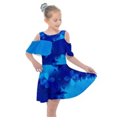 Background Course Gradient Blue Kids  Shoulder Cutout Chiffon Dress by Sapixe