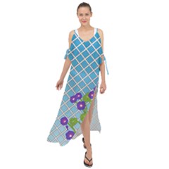 Morning Glory Argyle (blue Sky) Pattern Maxi Chiffon Cover Up Dress by emilyzragz