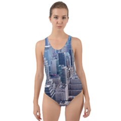 Manhattan New York City Cut-out Back One Piece Swimsuit by Sapixe