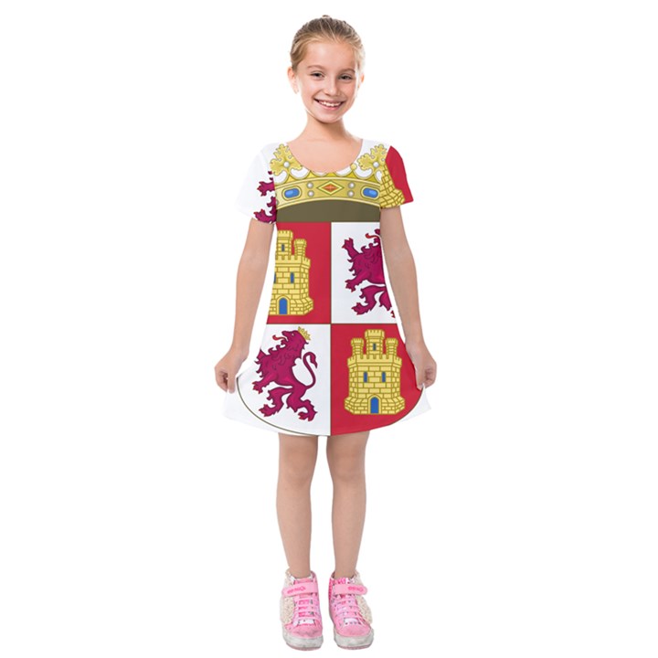 Coat of arms of Castile and León Kids  Short Sleeve Velvet Dress