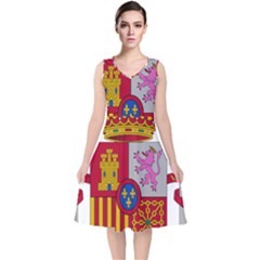 Coat Of Arms Of Spain V-neck Midi Sleeveless Dress  by abbeyz71