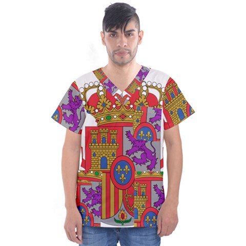 Coat Of Arms Of Spain Men s V-neck Scrub Top by abbeyz71