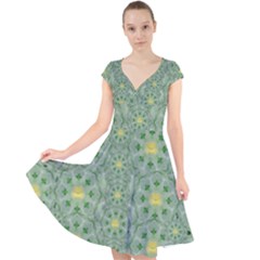 Summer Fantasy Apple Bloom In Seasonal Nature Cap Sleeve Front Wrap Midi Dress by pepitasart