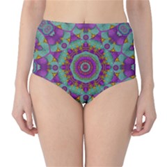 Water Garden Lotus Blossoms In Sacred Style Classic High-waist Bikini Bottoms by pepitasart