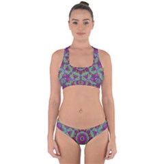 Water Garden Lotus Blossoms In Sacred Style Cross Back Hipster Bikini Set by pepitasart