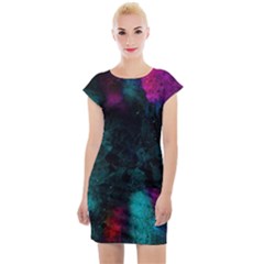 Background Art Abstract Watercolor Cap Sleeve Bodycon Dress