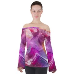 Background Art Abstract Watercolor Off Shoulder Long Sleeve Top by Sapixe