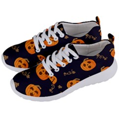 Funny Scary Black Orange Halloween Pumpkins Pattern Men s Lightweight Sports Shoes by HalloweenParty