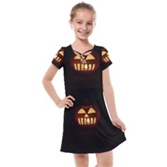 Funny Spooky Scary Halloween Pumpkin Jack O Lantern Kids  Cross Web Dress by HalloweenParty