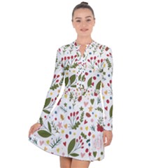 Floral Christmas Pattern  Long Sleeve Panel Dress by Valentinaart