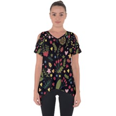 Floral Christmas Pattern  Cut Out Side Drop Tee by Valentinaart