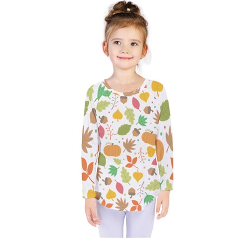 Thanksgiving Pattern Kids  Long Sleeve Tee by Valentinaart