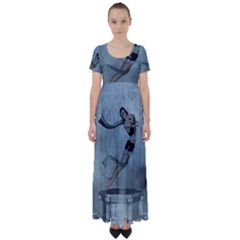 Wonderful  Fairy, Blue Colors High Waist Short Sleeve Maxi Dress by FantasyWorld7
