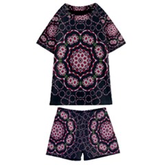 Fantasy Flowers Ornate And Polka Dots Landscape Kids  Swim Tee And Shorts Set by pepitasart