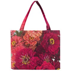Peach And Pink Zinnias Mini Tote Bag by bloomingvinedesign