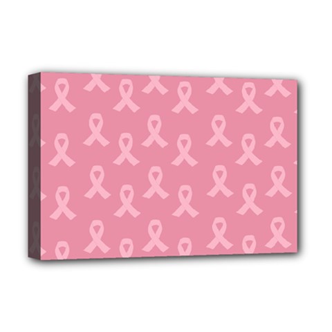 Pink Ribbon - Breast Cancer Awareness Month Deluxe Canvas 18  X 12  (stretched) by Valentinaart