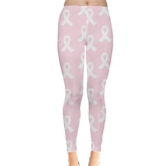 Pink Ribbon - Breast Cancer Awareness Month Leggings  by Valentinaart