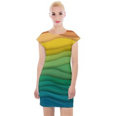 Background Waves Wave Texture Cap Sleeve Bodycon Dress by Sapixe