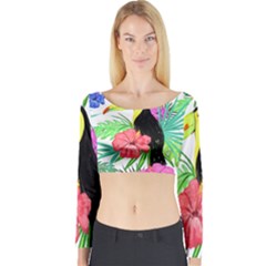 Leaves Tropical Nature Green Plant Long Sleeve Crop Top
