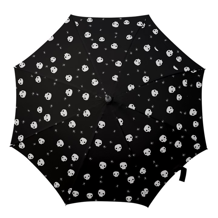Pattern Skull Stars Halloween Gothic on black background Hook Handle Umbrellas (Small)