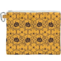 Pattern Pumpkin Spider Vintage Halloween Gothic Orange And Black Canvas Cosmetic Bag (xxxl) by genx