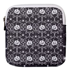 Pattern Pumpkin Spider Vintage Gothic Halloween Black And White Mini Square Pouch by genx