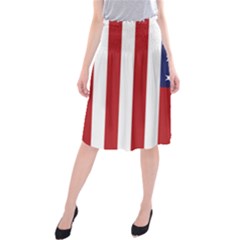 Us Flag Stars And Stripes Maga Midi Beach Skirt by snek