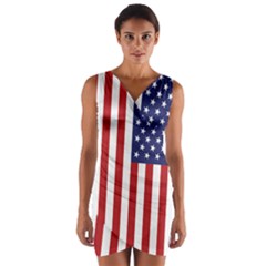 Us Flag Stars And Stripes Maga Wrap Front Bodycon Dress by snek