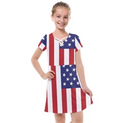 Us Flag Stars And Stripes Maga Kids  Cross Web Dress by snek