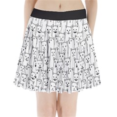 Funny Cat Pattern Organic Style Minimalist On White Background Pleated Mini Skirt by genx