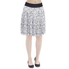 Funny Cat Pattern Organic Style Minimalist On White Background Pleated Skirt by genx