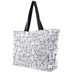 Funny Cat Pattern Organic Style Minimalist On White Background Simple Shoulder Bag by genx
