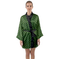 Logo Kek Pattern Black And Kekistan Green Background Long Sleeve Kimono Robe by snek