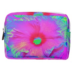 Psychedelic Pink And Red Hibiscus Flower Make Up Pouch (medium) by myrubiogarden