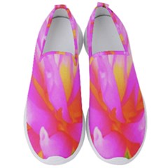 Fiery Hot Pink And Yellow Cactus Dahlia Flower Men s Slip On Sneakers by myrubiogarden