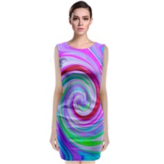 Groovy Abstract Red Swirl On Purple And Pink Classic Sleeveless Midi Dress by myrubiogarden
