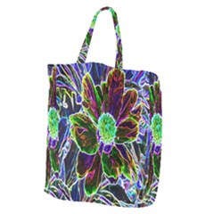 Abstract Garden Peony In Black And Blue Giant Grocery Tote